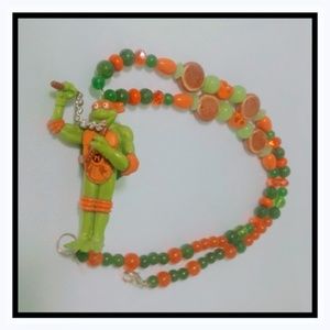 Teenage Mutant Ninja Turtle necklace Jade & Topaz